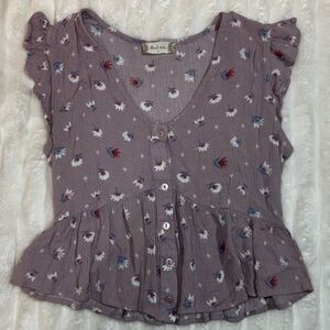 Altar'd State Purple Floral Blouse